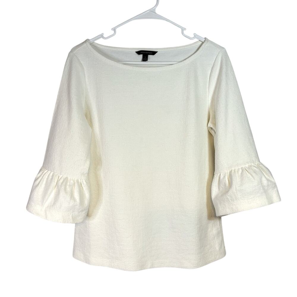 Banana Republic White Top with Puffy Sleeves Size Small BB0531